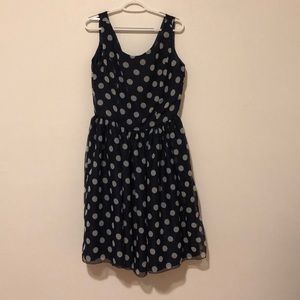 Blue Polka Dot Empire Waist Dress